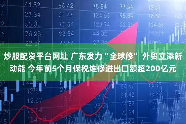 炒股配资平台网址 广东发力“全球修” 外贸立添新动能 今年前5个月保税维修进出口额超200亿元