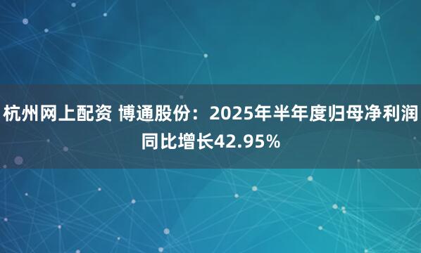 杭州网上配资 博通股份：2025年半年度归母净利润同比增长42.95%